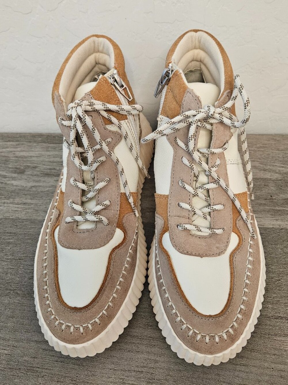 Dolce Vita Beige Suede Platform High Top Sneaker Boots - Size 9.5
